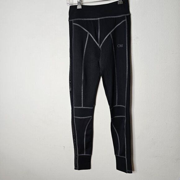 NWT OW Intimates Black with Gray Top Stitching Leggings Side Mesh Insert S - Picture 3 of 10